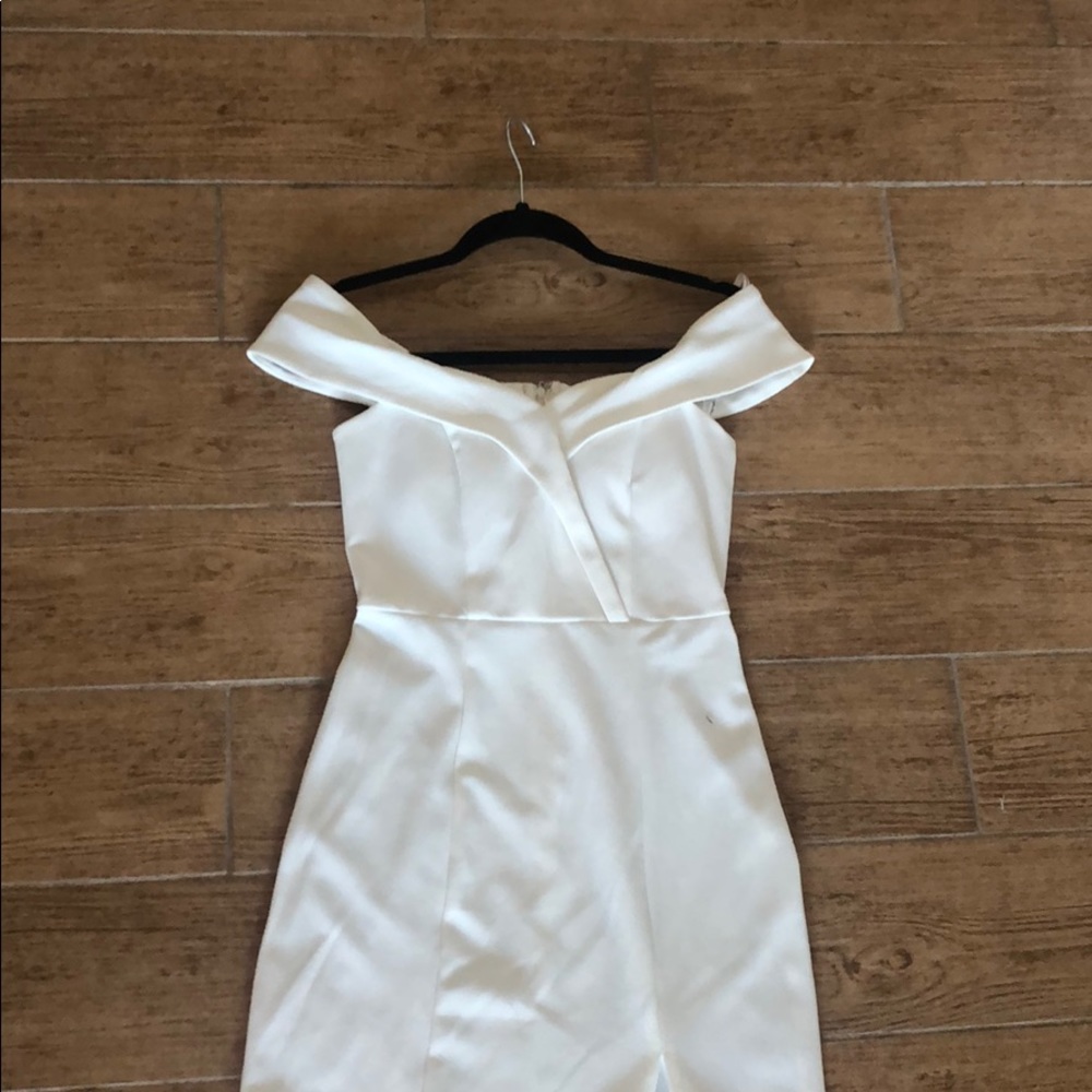 Off the shoulder white prom dress